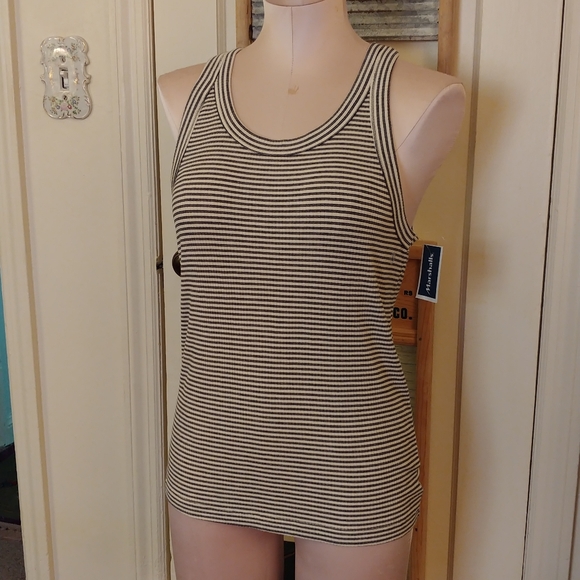 American Eagle Ribbed Tank Top Striped Soft and Sexy Shirt - Picture 6 of 6